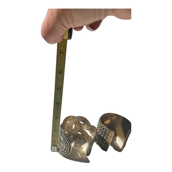 Set of 2 cuff bracelets gold/black/silver/bronze - Picture 9 of 12